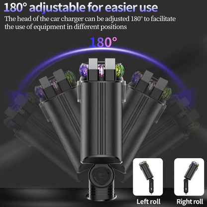 5-in-1 Starlight Car Charger Fast Charging USB Car Adapter with Ambient Light