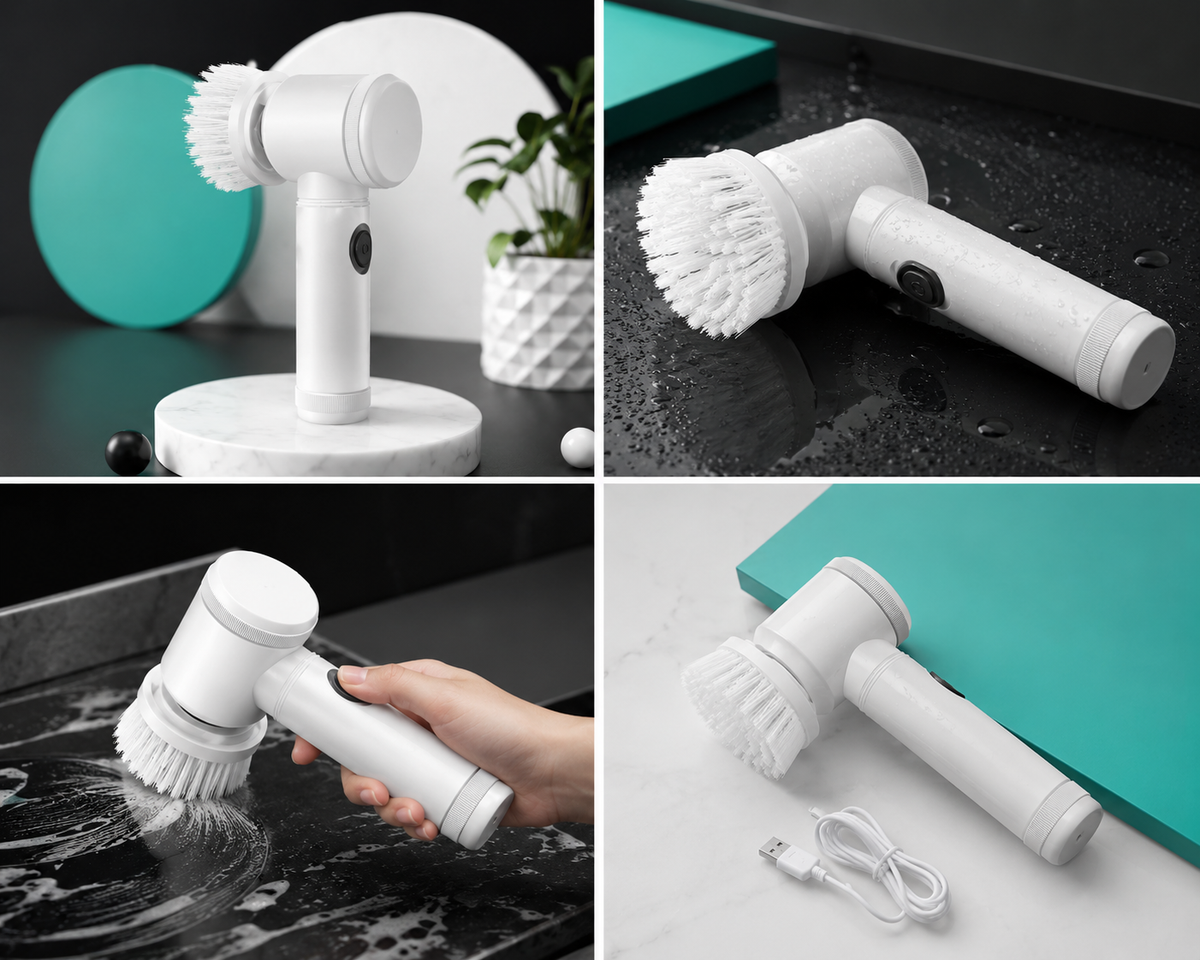 5-in-1 Electric Cleaning Brush (فرشاة تنظيف كهربائية) – Multi-Purpose Household Cleaning Scrubber