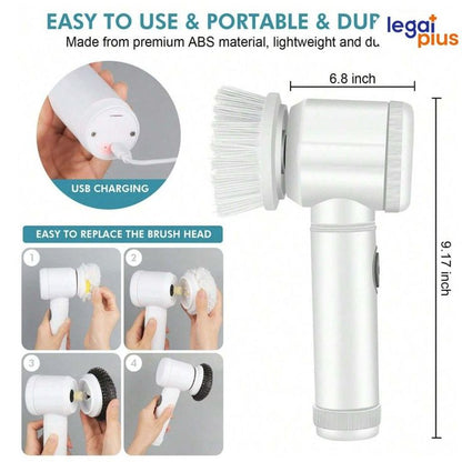 5-in-1 Electric Cleaning Brush (فرشاة تنظيف كهربائية) – Multi-Purpose Household Cleaning Scrubber