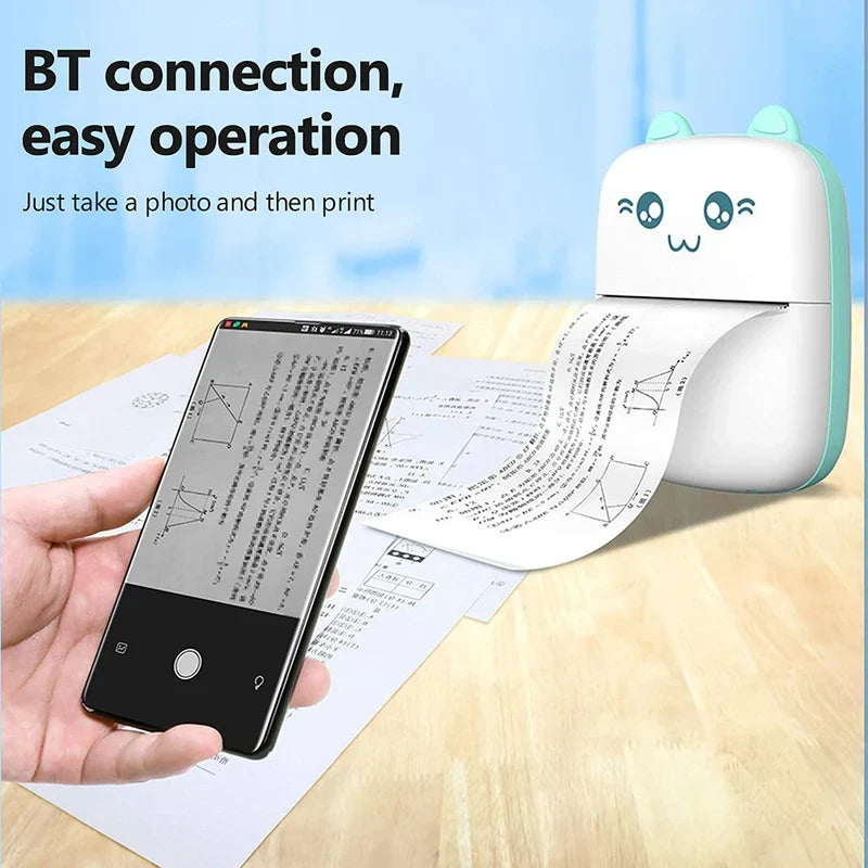 Portable Mini Pocket Printer Bluetooth Thermal Printer for Mobile | Wireless Inkless Printing